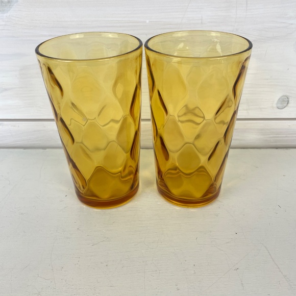 Vintage Anchor Hocking Whitehall Amber Glass Tumblers Water Glasses - Lot of 3 - Picture 4 of 6